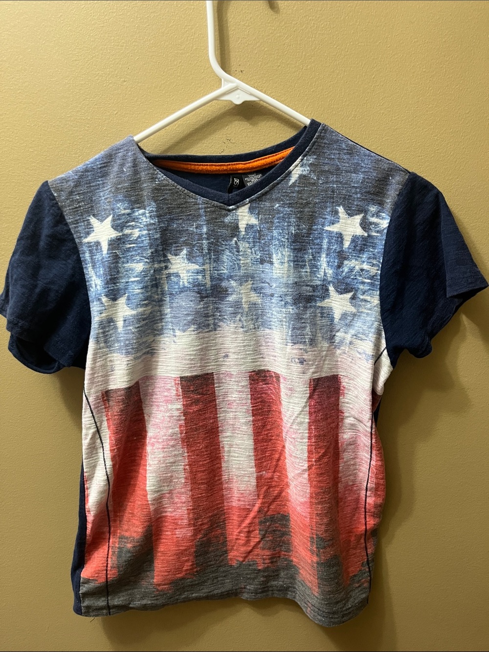 Kids' Short Sleeve Flag Graphic Tee - Navy, Red & White